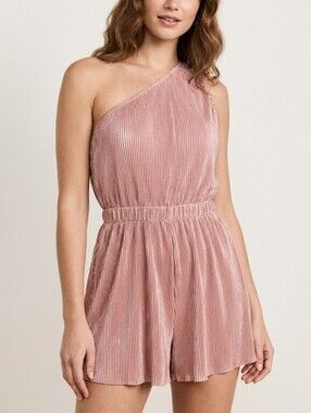 Elegant Pink One-Shoulder Romper